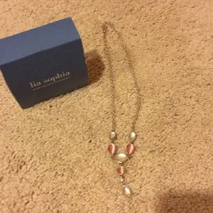 Lia Sophia pink and white pearl like necklace